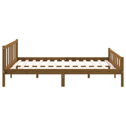 Estrutura cama king 150x200 cm madeira maciça castanho-mel