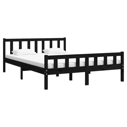 Estrutura de cama king 150x200 cm madeira maciça preto