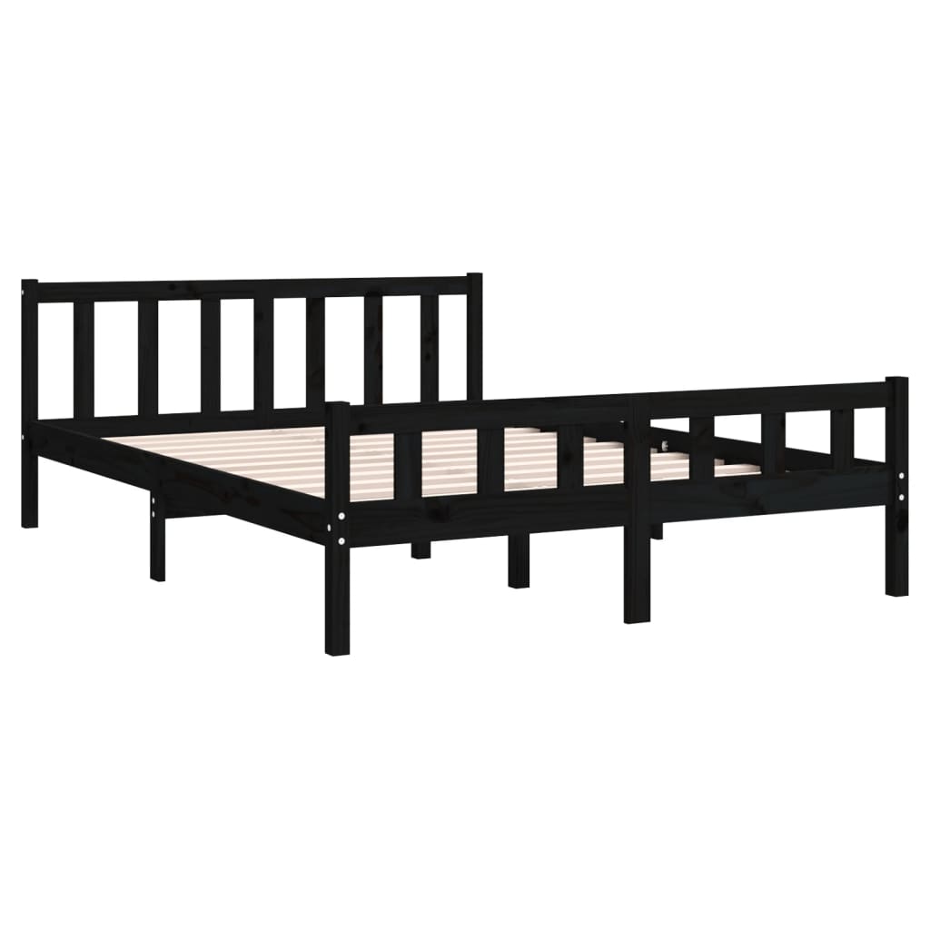 Estrutura de cama king 150x200 cm madeira maciça preto