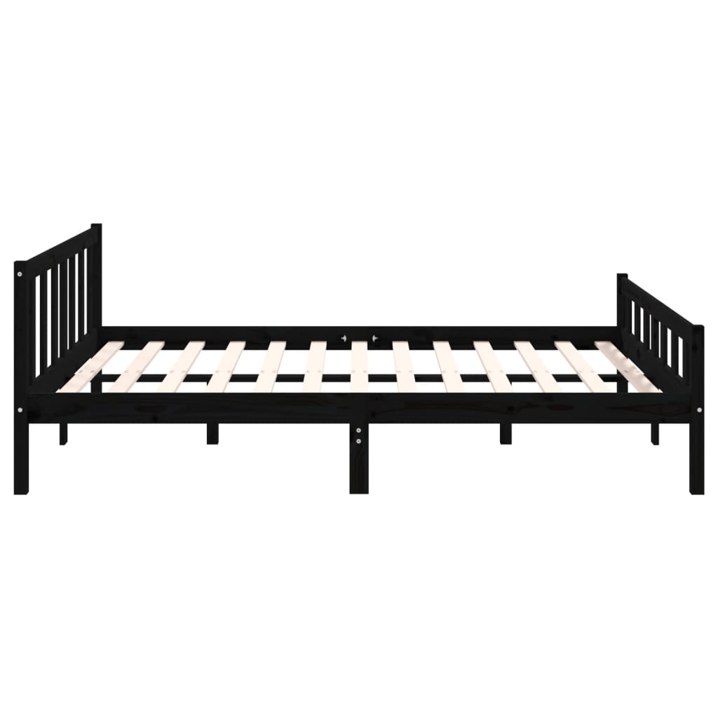 Estrutura de cama king 150x200 cm madeira maciça preto