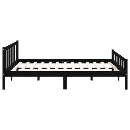 Estrutura de cama king 150x200 cm madeira maciça preto