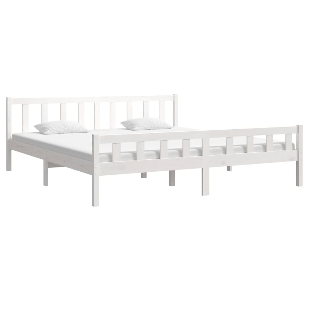 Estrutura de cama super king 180x200 cm madeira maciça branco