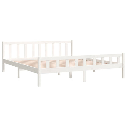 Estrutura de cama super king 180x200 cm madeira maciça branco