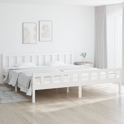 Estrutura de cama super king 180x200 cm madeira maciça branco