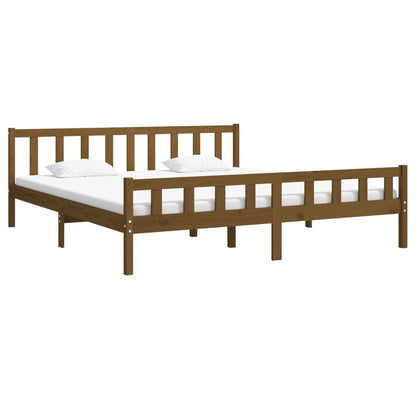 Estrutura de cama super king 180x200 cm madeira castanho-mel