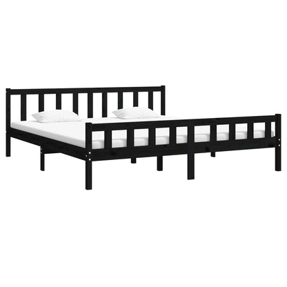 Estrutura de cama super king 180x200 cm madeira maciça preto