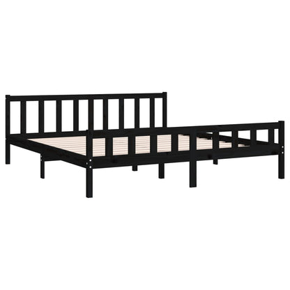 Estrutura de cama super king 180x200 cm madeira maciça preto