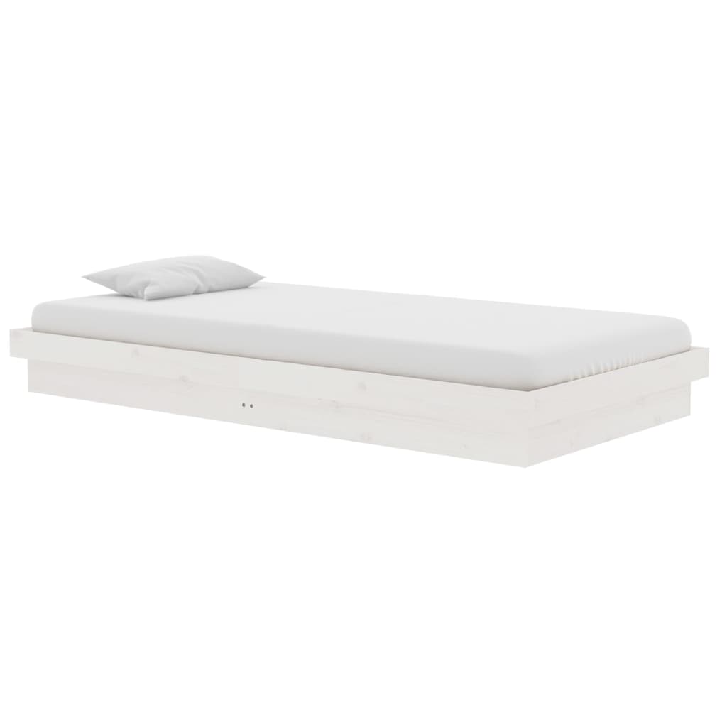 Estrutura de cama 100x200 cm madeira maciça branco