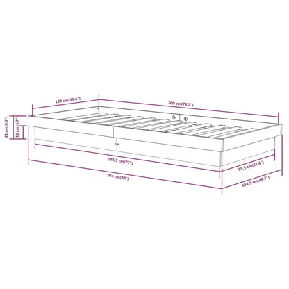 Estrutura de cama 100x200 cm madeira maciça branco