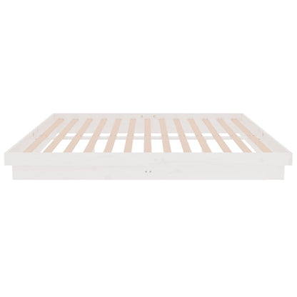 Estrutura de cama king 150x200 cm madeira maciça branco