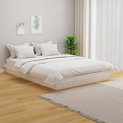 Estrutura de cama king 150x200 cm madeira maciça branco