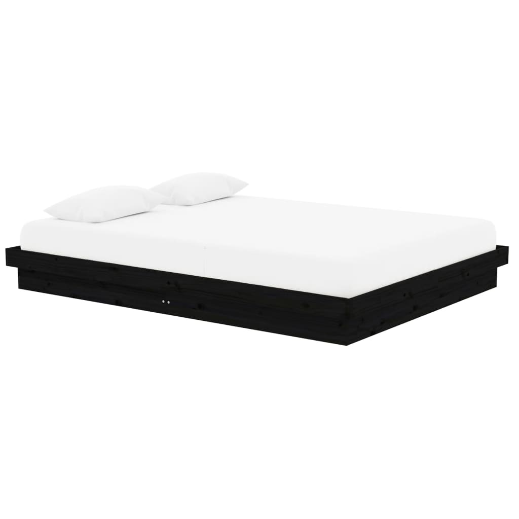 Estrutura de cama king 150x200 cm madeira maciça preto