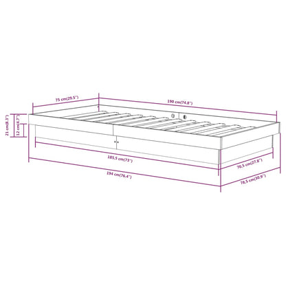 Estrutura cama pequena solteiro 75x190 cm madeira maciça branco