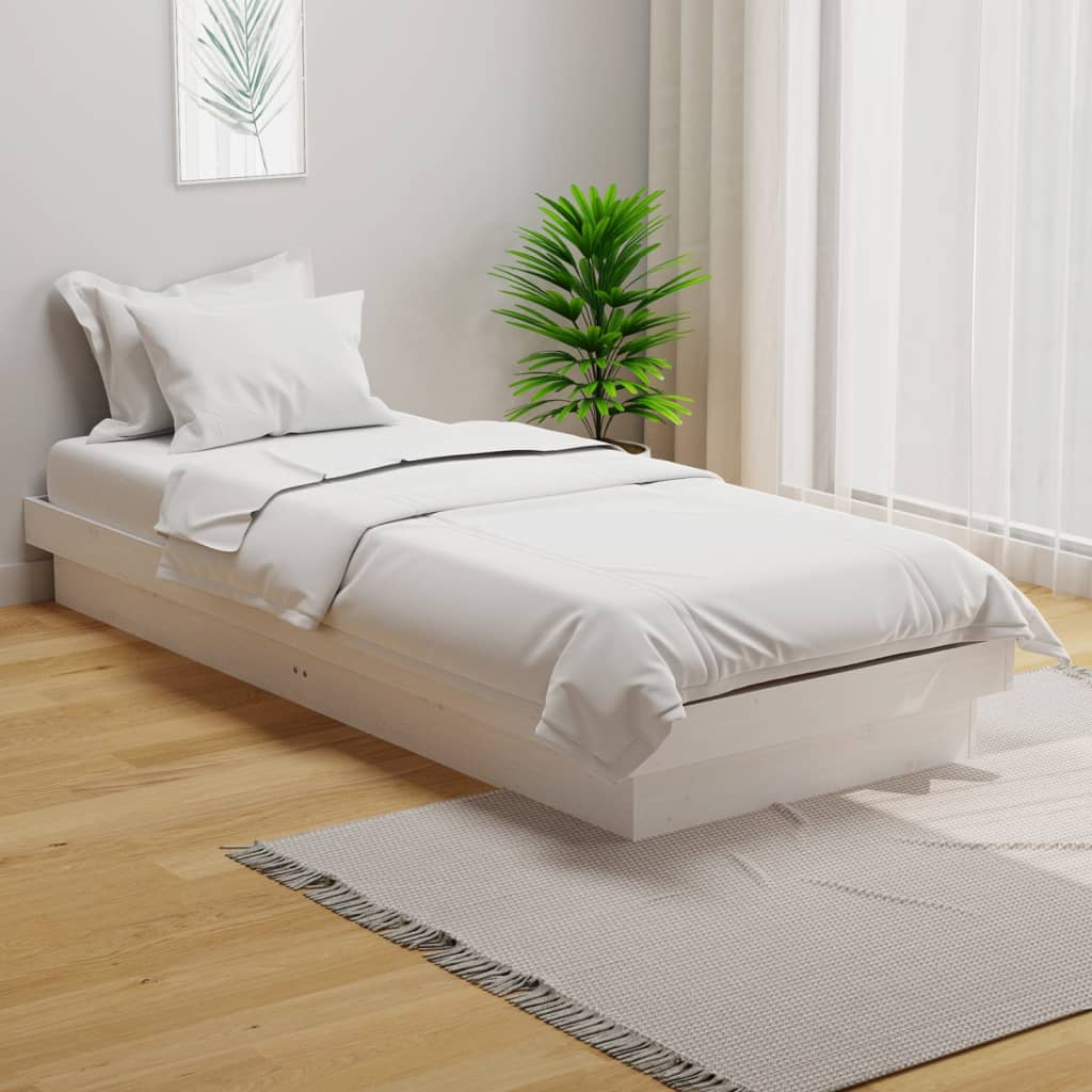 Estrutura cama pequena solteiro 75x190 cm madeira maciça branco