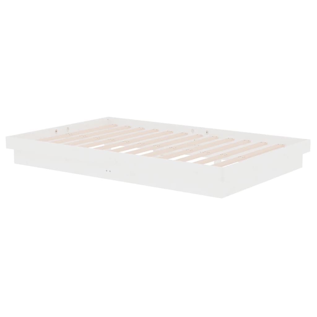 Estrutura cama pequena casal UK 120x190 cm pinho maciço branco