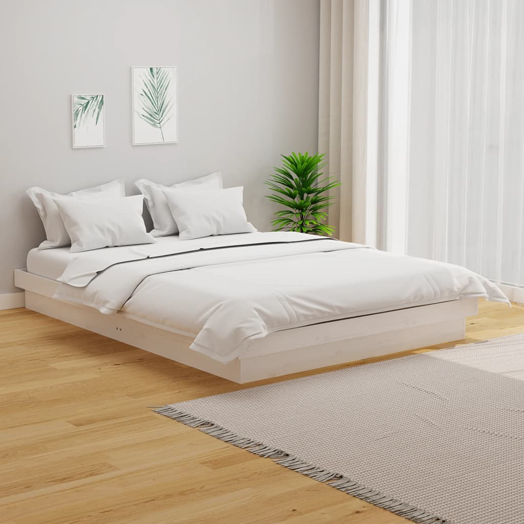 Estrutura cama pequena casal UK 120x190 cm pinho maciço branco