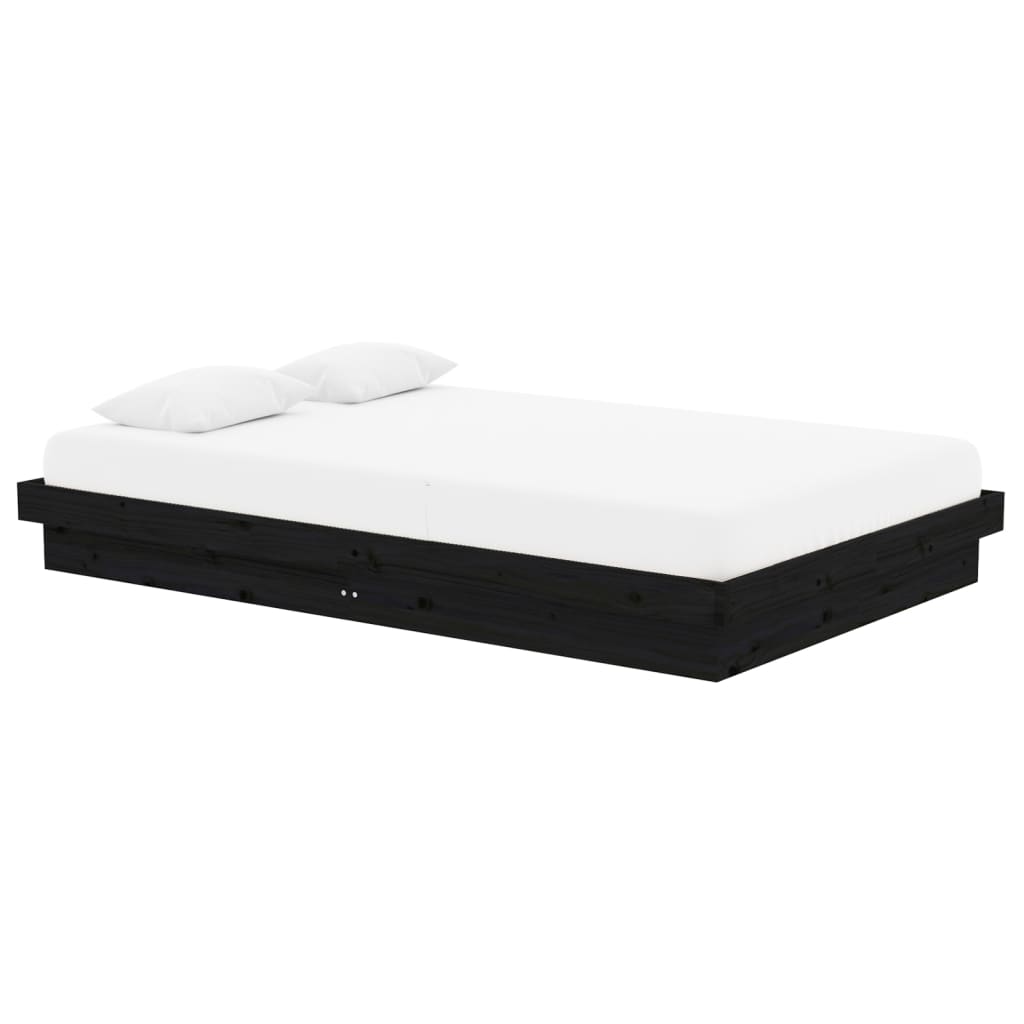 Estrutura cama pequena casal UK 120x190 cm pinho maciço preto