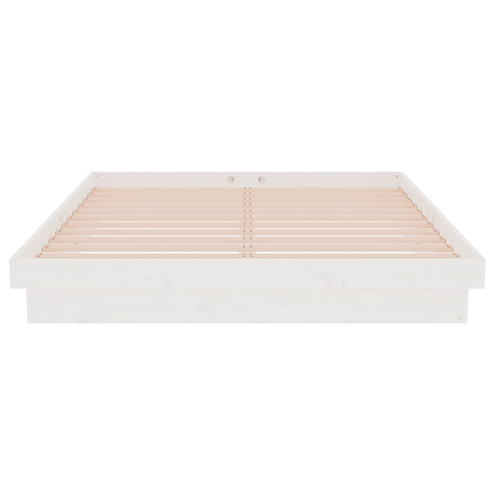 Estrutura de cama casal 135x190 cm madeira maciça branco