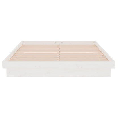 Estrutura de cama casal 135x190 cm madeira maciça branco