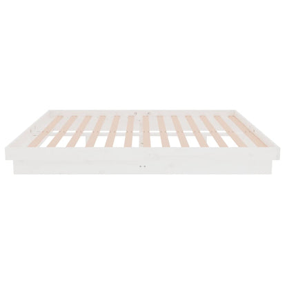 Estrutura de cama casal 135x190 cm madeira maciça branco