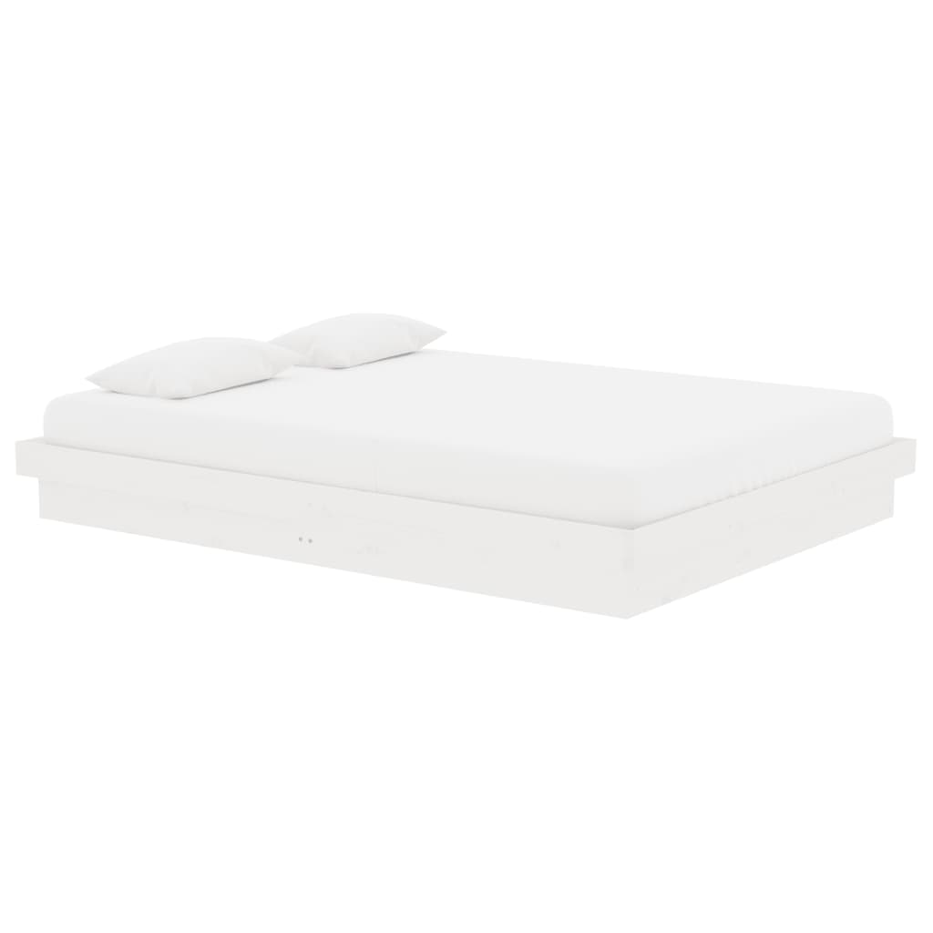 Estrutura de cama 140x190 cm madeira maciça branco