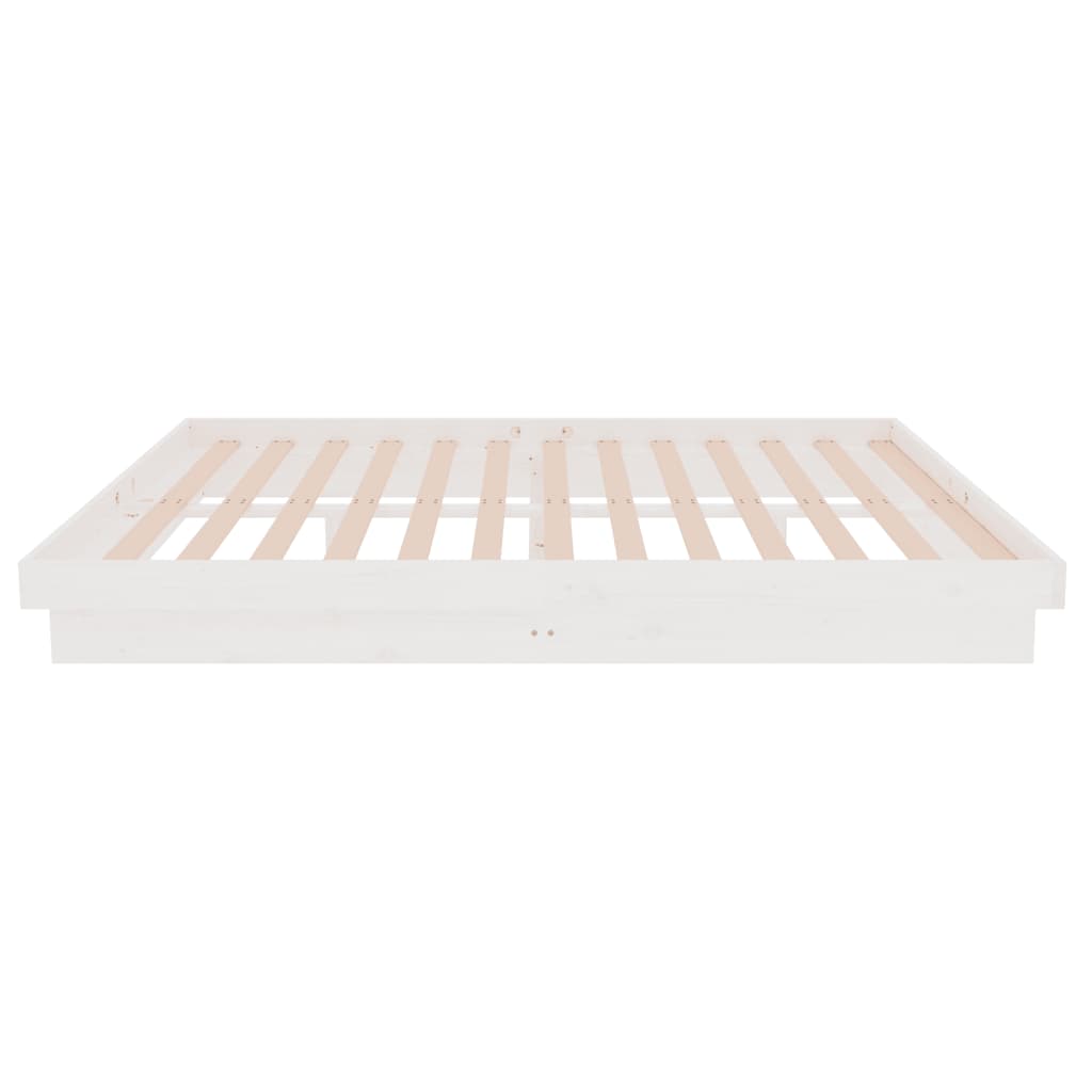 Estrutura de cama 140x190 cm madeira maciça branco