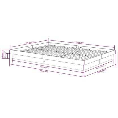 Estrutura de cama 140x190 cm madeira maciça branco