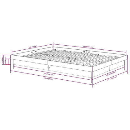 Estrutura de cama 140x190 cm madeira maciça cinzento