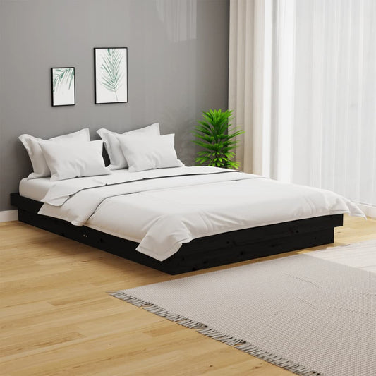 Estrutura de cama 140x190 cm madeira maciça preto