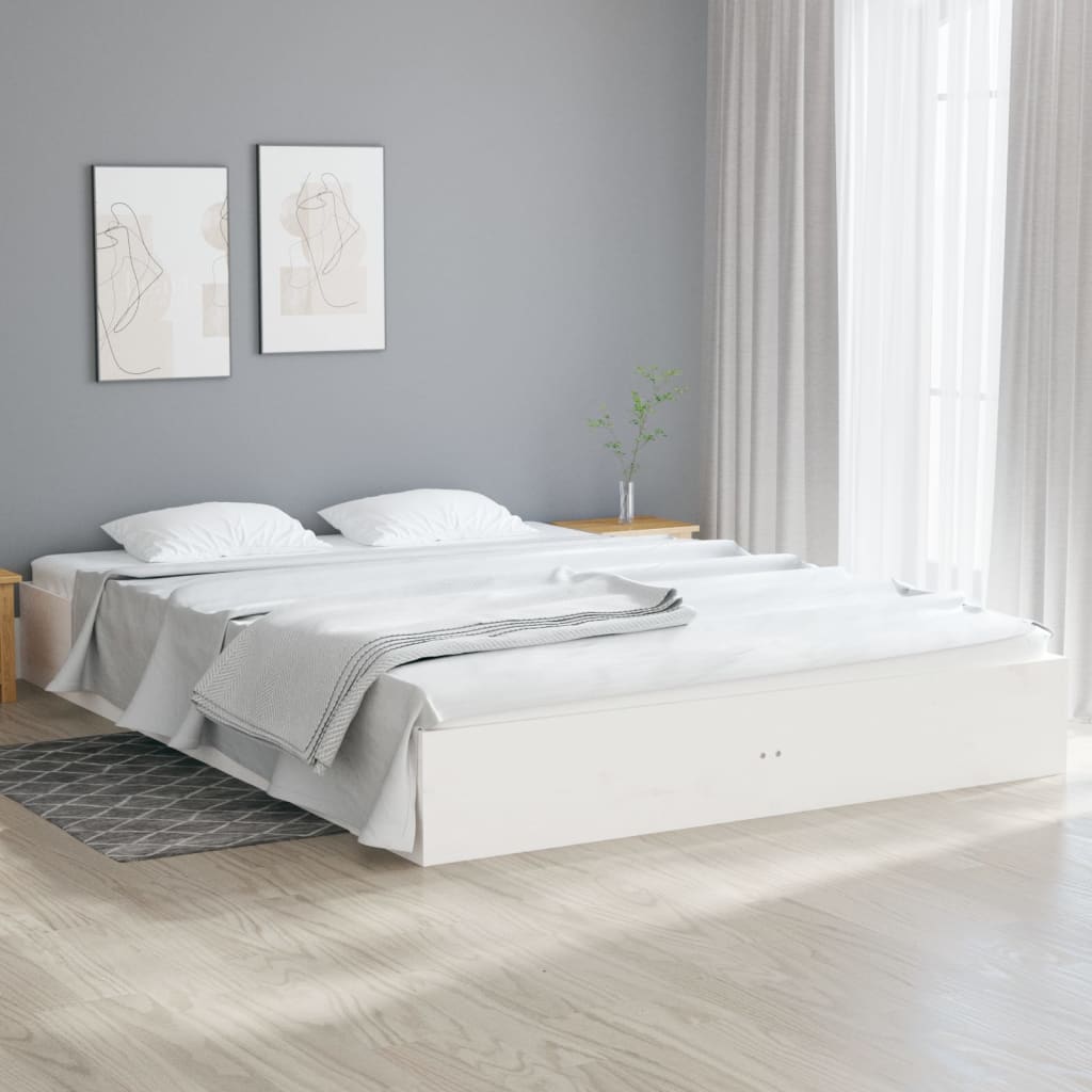 Estrutura de cama super king 180x200 cm madeira maciça branco