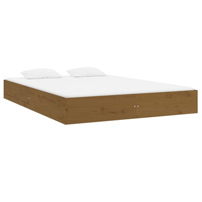 Estrutura cama king 150x200 cm madeira maciça castanho-mel