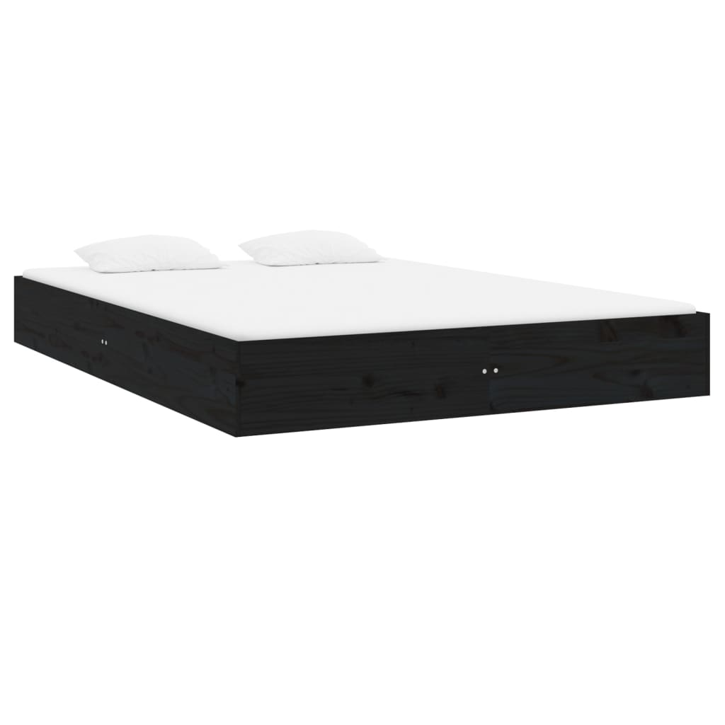 Estrutura de cama king 150x200 cm madeira maciça preto