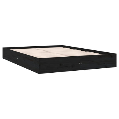 Estrutura de cama king 150x200 cm madeira maciça preto