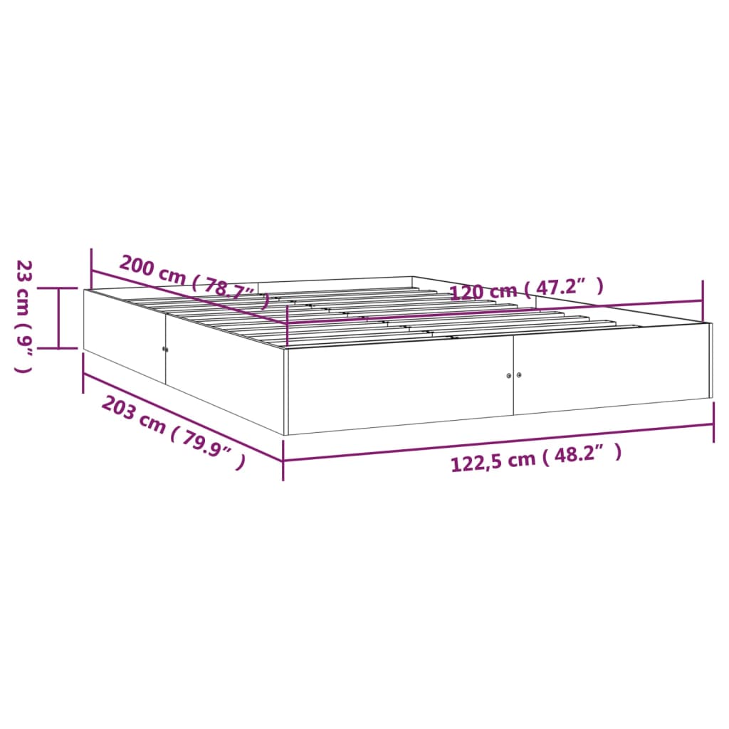 Estrutura de cama 120x200 cm madeira maciça branco