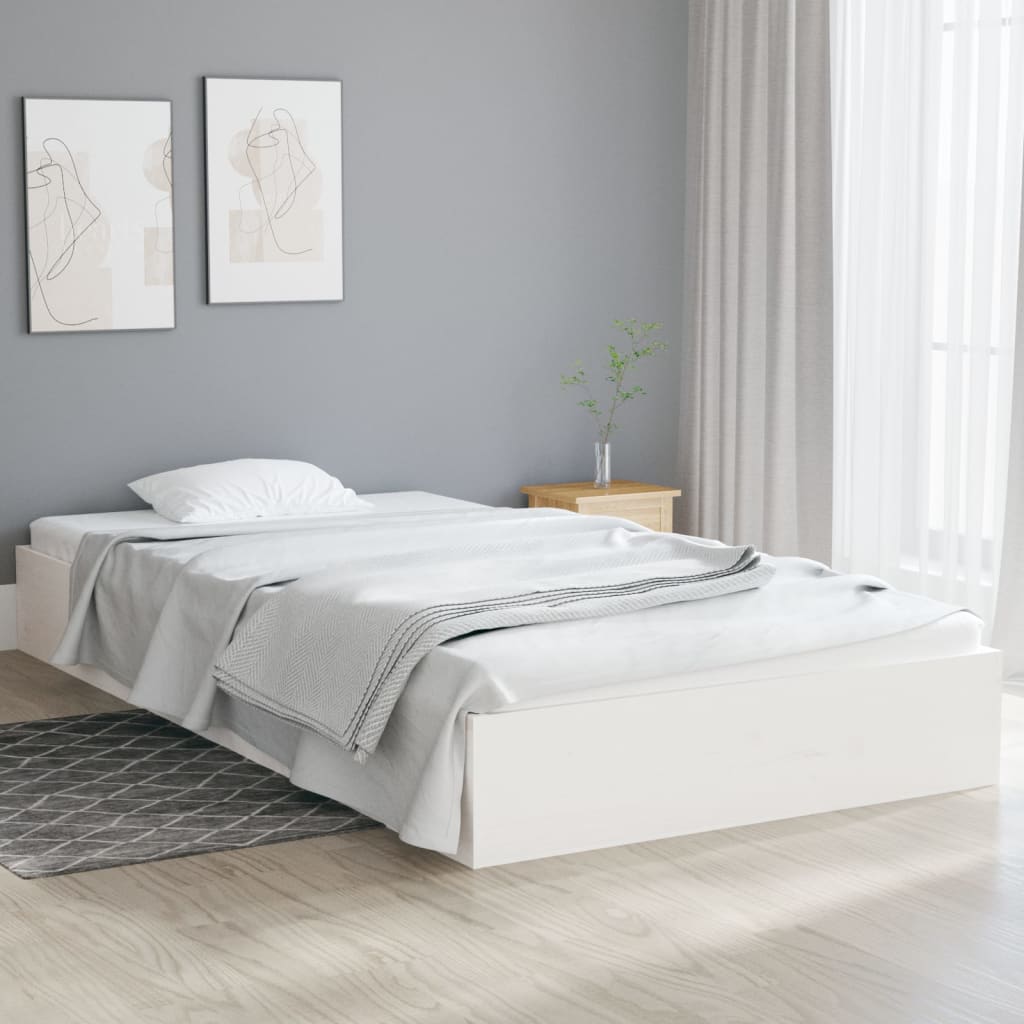 Estrutura de cama 90x200 cm madeira maciça branco