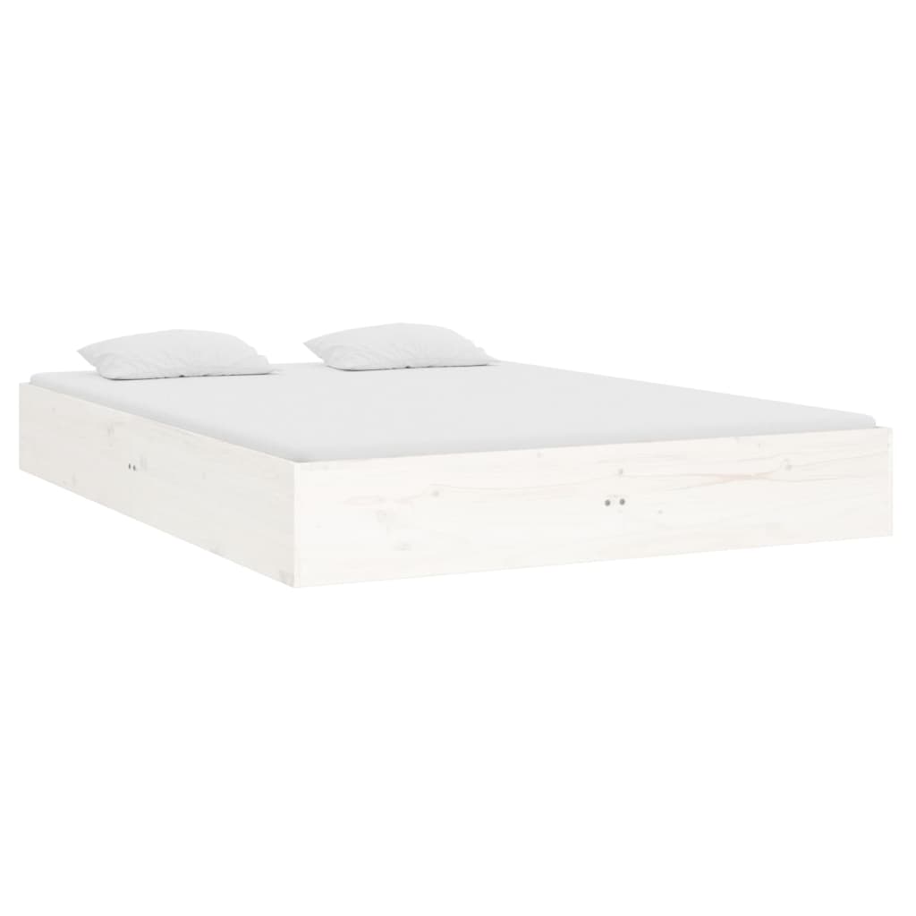 Estrutura de cama casal 135x190 cm madeira maciça branco