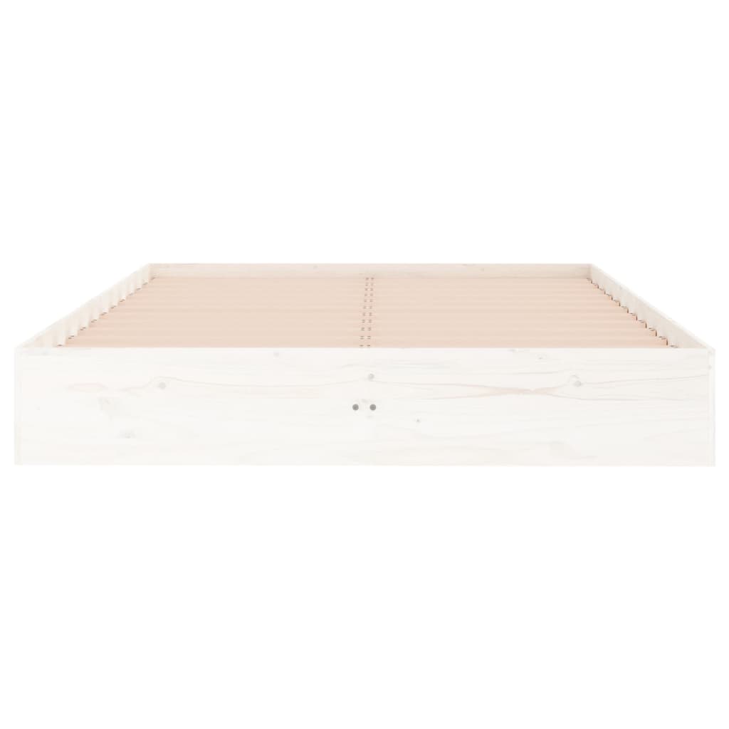 Estrutura de cama casal 135x190 cm madeira maciça branco