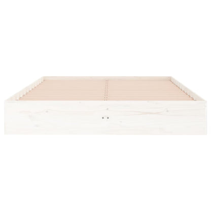 Estrutura de cama casal 135x190 cm madeira maciça branco