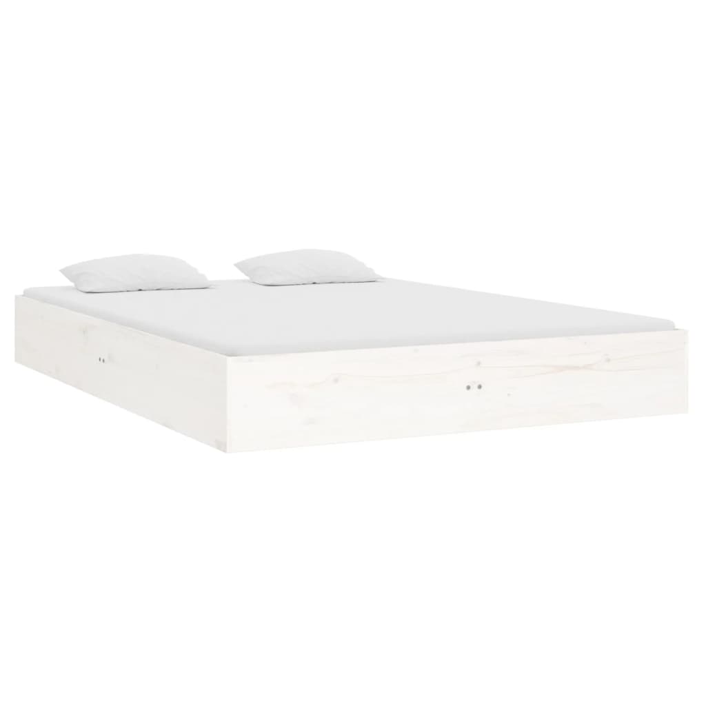 Estrutura de cama 140x190 cm madeira maciça branco