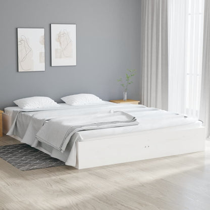 Estrutura de cama 140x190 cm madeira maciça branco