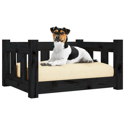 Cama para cães 55,5x45,5x28 cm madeira de pinho maciça preto