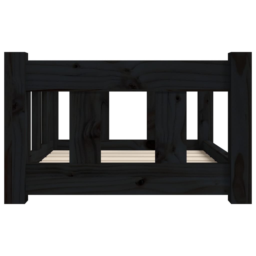 Cama para cães 55,5x45,5x28 cm madeira de pinho maciça preto