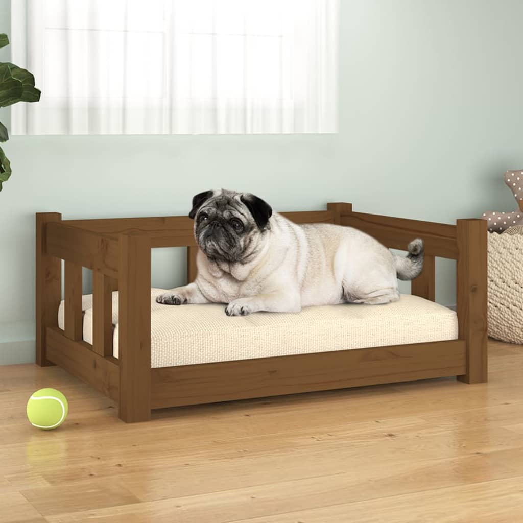 Cama para cães 65,5x50,5x28 cm madeira de pinho castanho mel