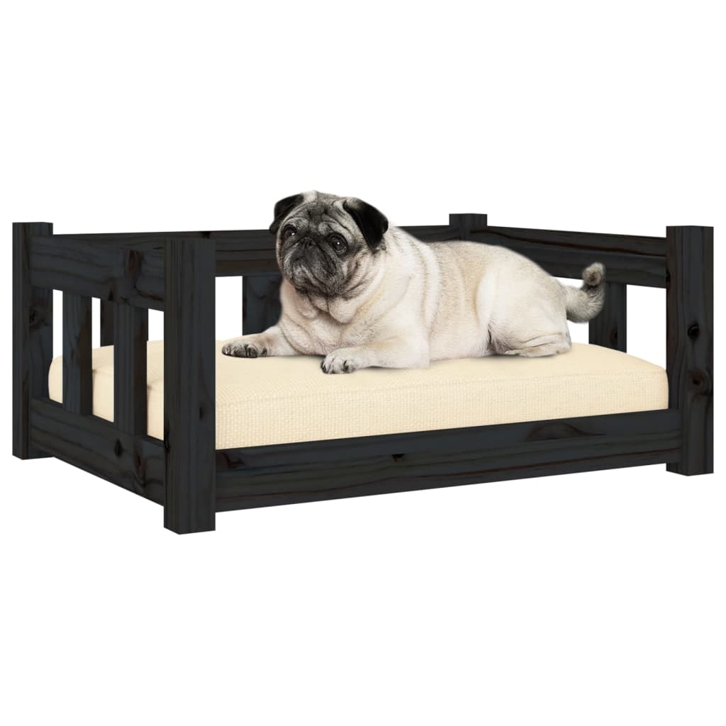 Cama para cães 65,5x50,5x28 cm madeira de pinho preto