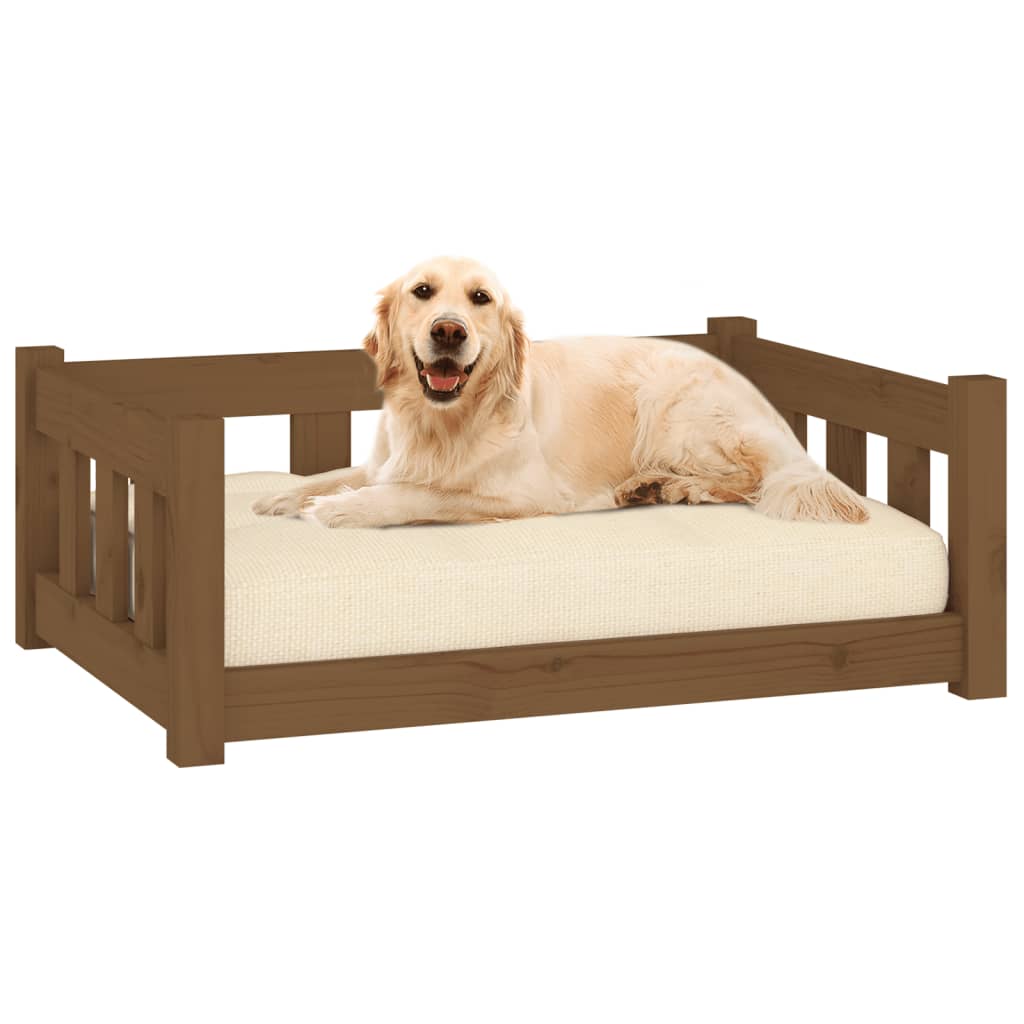 Cama para cães75,5x55,5x28cm madeirade pinho maciça castanhomel