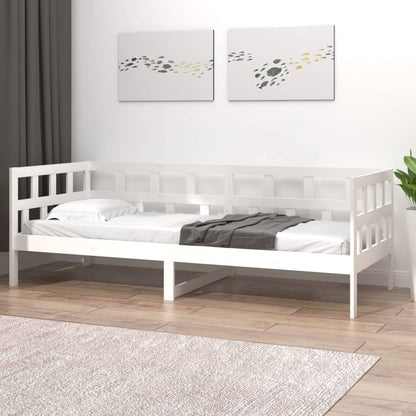 Sofá Cama Angel - Cor Branco - Em Madeira de Pinho Maciça - 203,5x96x68,5 cm - Design Rústico