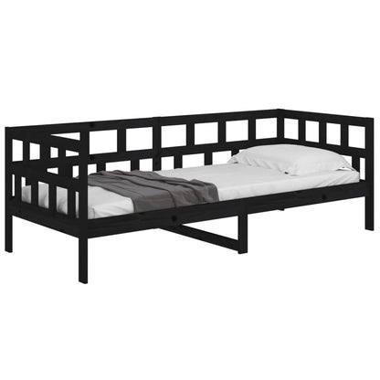 Sofá-cama 80x200 cm madeira de pinho maciça preto