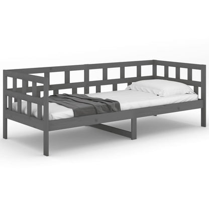 Sofá-cama 90x190 cm madeira de pinho maciça cinzento