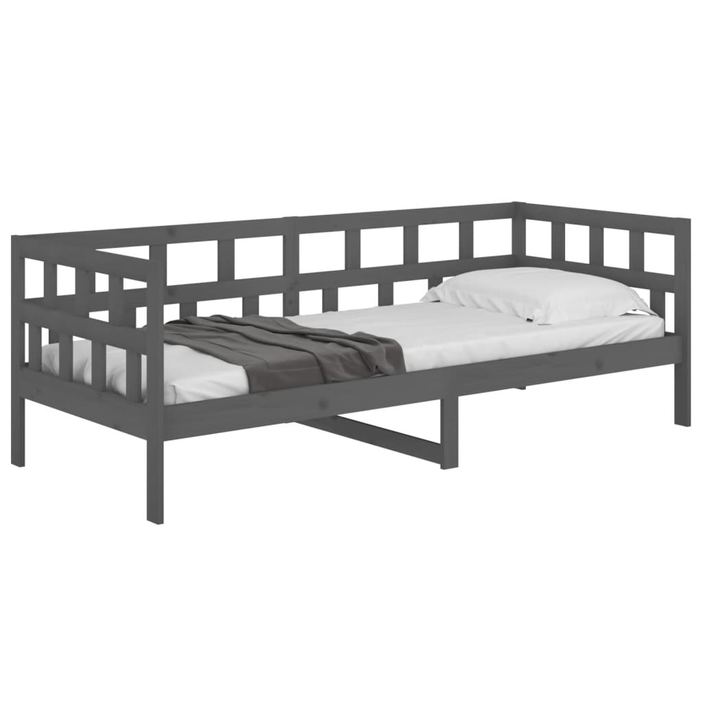 Sofá-cama 90x190 cm madeira de pinho maciça cinzento