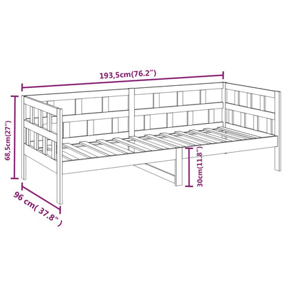 Sofá-cama 90x190 cm madeira de pinho maciça cinzento